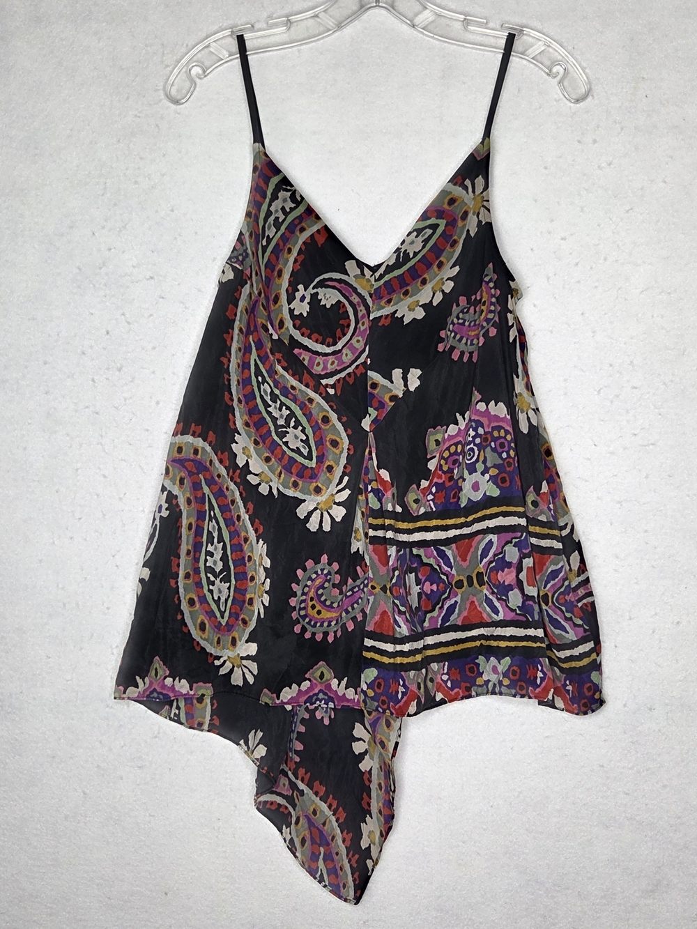 Anthropologie HD in Paris Paisley Asymmetrical Silk Tank Top Floral Boho Chic